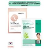 Dermal 3 Katmanlı Rose Göz Maskesi ve Sıkılaştıcı Nemlendirici Yeşil Çay Özlü Kolajen Maske Seti