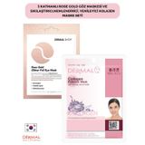 Dermal 3 Katmanlı Rose Göz Maskesi Ve Sıkılaştırıcı Nemlendirici Yenileyici Kolajen Maskesi Seti