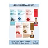 Dermal Nemlendirici Deniz Yosunu Aqua Gül Çilek Karite Yağı Özlü Maske Seti 23gr x 5Adet