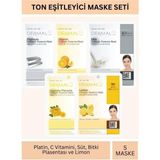 Dermal Ton Eşitleyici Platinum C Vitamini Süt Bitki Plasentası Ve Limon Özlü Maske Seti 23gr x 5 Adet