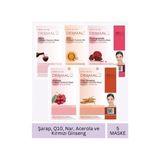 Dermal Tüm Cilt Tipleri İçin Şarap Q10 Nar Acerola Ve Kırmızı Ginseng Özlü Maske Seti 23gr X 5 Adet
