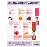 Dermal Yaşlanma Karşıtı Şarap Q10 Nar Acerola Ve Kırmızı Ginseng Özlü Maske Seti 23Gr X 5Adet