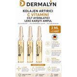 Dermalyn 3 Adet Kolajen Artırıcı C Vitamini Cilt Aydınlatıcı Leke Karşıtı Ampul Serum Dermaroller Dermapen