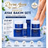 DermAura Premium Ayak Bakım Seti | Ayak ve Topuk Bakım Kremi + Topuk Bakım Kremi + Tırnak ve Tırnak Çevresi Bakım Serumu