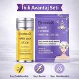 Derminix Ikili Saç Bakım Seti – Hair Wax Stick Saç Şekillendirici + Keratin, E Vitamini & Hindistan Cevizi Yağlı Bone Maske | Besleyici & Nemlendirici - 2