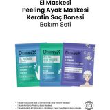 Derminix Maske Seti - Hindistan Cevizi Saç Maskesi - Nemlendirici El Maskesi - Peeling Ayak Maskesi