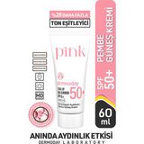 Dermoday Ton Eşitleyici Aydınlatıcı Pembe Güneş Kremi SPF50+ Tüm Cilt Tipleri İçin Nemlendirici 60 ml