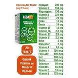 DermoExpress Ledavit Multivitamin Mineral 30 Tablet (KALSİYUM MAGNEZYUM ÇİNKO DEMİR VB.)