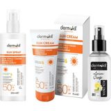 Dermokil Sun Sprey Çok Yönlü Yüksek Koruyucu Güneş Spreyi 50 Spf 200 Ml+Çok Yönlü Yüksek Koruyucu Güneş Kremi50 Spf 75 Ml+Limon Kolonyası Sprey 100 Ml
