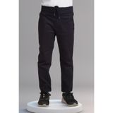 DEROSHkids Erkek Çocuk Kız Çocuk Lastikli Rıbana Bel Siyah Boru Paça Canvas Okul Pantolonu (6-15 Yaş)