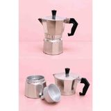 Der's 3 Cup Retro Moka Pot Kahve Çekirdeği Demliği Siyah Renkli Kompakt ve Taşınabilir Alüminyum