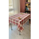 Dertsiz Masa Örtüsü Pötikare Duck Keten (Bordo Ekose)