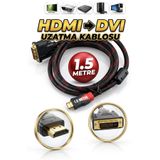 Derwell 1.5 Metre 1.5mt Hdmi To Dvi 24+1 Çift Yönlü Full HD 1080P Çevirici Dönüştürücü Monitör Kablosu Dual Link DVI-D (24+1) Konnektörlü Kablo