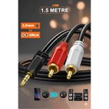 Derwell 1.5 Metre 3.5Mm 2Rca Jak Kablosu Stereo Splitter Aux Profesyonel Av Kablosu Dvd Tv Cd Ses Kablosu