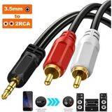 Derwell 1.8 Metre 1.8mt Stereo Lale Kablo Ses Sistemi Kablosu Aux Rca Tv DVD Stereo 2 Rca Erkek Kablo 3.5mm