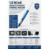 Derwell 1.8 W/mk 0.5 G Gri Gram Yüksek Iletkenlikli Termal Macun - Masaüstü Bilgisayar, Notebook, Laptop, Cpu Işlemci, Gpu Ekran Kartı, Konsol Için Isı Dağıtıcı Şırınga Formatlı Soğutucu Macun