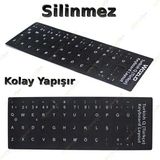 Derwell 1 Adet Türkçe Q Klavye Sticker Notebook Pc Uyumlu Klavye Etiketi Silinmez Yapışkanlı Türkçe Harfler - Siyah