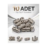 Derwell 10 Adet Dişi Dişi F Konnektör Uydu Anten Kablo Birleştirici Koaksiyel TV LNB CCTV Modem Ara Bağlantı Adaptörü Metal