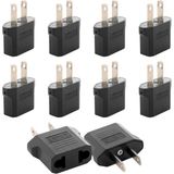 Derwell 10 Adet Türk Fişi Amerikan Tip Fişe Çevirici Seyahat Adaptörü 2 Pinli Düz Plug Travel Adapter Fiş Priz Dönüştürücü Piriz Siyah