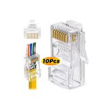 Derwell 10 Adet Yeni Nesil Konnektör Delikli Ez Rj45 Cat5/cat6 8p8c Utp Ağ Için Jack Delikli Açık Uçlu Jak