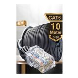 Derwell 10 Metre Dış-Iç Ortam Mekan Bakır Tel Cat6 Internet Kablosu Yüksek Hız 23 Awg 2 Katlı Ethernet Kablo