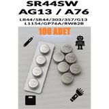 Derwell 100 Adet 100'Lü Ag13/Lr44/A76/357A Düğme Pil 1,5 V Saat Lazer Oyuncak Pili Alkalin Düğme Pil
