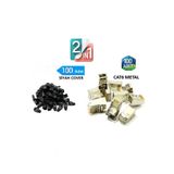 Derwell 100 Adet Yeni Nesil Metal Cat5Cat6 RJ45 Konnektörü + Rj45 Cat6 Cat5 Koruma Kılıfı 100'lü Paket Siyah