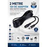 Derwell 12V Dc Adaptör Güç Uzatma Kablosu 5.5x2.1mm Güvenlik Kamerası Şerit LED Monitör Modem Uyumlu Dişi Erkek Jack Kablo - 2 METRE