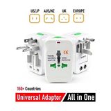 Derwell +150 Ülke Seyahat Adaptörü , Amerika, Ingiltere, Avrupa , Avustralya , Çin , Japonya Fiş Priz Dönüştürücü Bir Çok Ülkede Şarj Istasyonu Piriz Çoklu Priz Üniversal Adapter