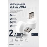 Derwell 2 ADET Bebek ve Çocuk Odaları için Mini Taşınabilir USB LED Lamba Powerbank Laptop PC Uyumlu Tak Çalıştır Mikro Gece Aydınlatma Lambası Bebek Odası Koridor Kamp Için Yuvarlak Küçük Kompakt Ampul