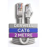 Derwell 2 Metrelik Cat6 Lan Fabrikasyon Internet Data Kablosu(Ethernet Modem RJ45 Uçlu Jacklı Network Adsl)