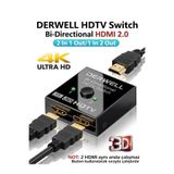 Derwell 2 Port 4K Ultra Hd Çift Yönlü Hdmi Switch Splitter Ekran Monitör Görüntü Çoklayıcı Çoğaltıcı Adaptör