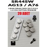 Derwell 20 Adet 20'Li Ag13/Lr44/A76/357A Düğme Pil 1,5 V Saat Lazer Oyuncak Pili Alkalin Düğme Pil