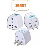 Derwell 20 Adet Ingiltere Abd Fiş Adaptörü 2 Pinli Amerikan Avrupa Seyahat Güç Adaptörü Dönüştürücü Priz - Beyaz