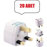 Derwell 20 Adet Type-G Plug Adapter Hac/ümre Plug Adaptor Seyahat Ac Güç Şarj Adaptörü Dönüştürücü Priz - Altın - Beyaz