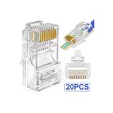 Derwell 20 Adet Yeni Nesil Konnektör Delikli Ez Rj45 Cat5/cat6 8p8c Utp Ağ Için Jack Delikli Açık Uçlu Jak