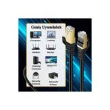 Derwell 20 Metre 20 Mt Yeni Nesil Rj45 Kablo Cat7u/ft Altın Kaplama Korumalı 10gb/sn Ağ Lan Ethernet Kablosu