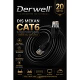 Derwell 20 METRE CAT6 Dış Mekan Outdoor Ethernet Kablosu 23 AWG 0.57mm Kalın Saf Bakır İnternet Ağ Kablosu Yüksek Hızlı Veri İletimi Su Geçirmez UV Korumalı Dayanıklı Siyah Modem Router Switch Patch Kablo
