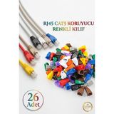 Derwell 26 Adet Papuç RJ45 Cat5 Cat6 Renkli Koruyucu 26X Kılıf Karışık Rengarenk Ethernet Internet Uç Jak Konnektör Kılıfı Network Aksesuarı