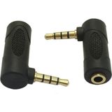 Derwell 3.5m 90 Derece Sağ Açılı Erkek Dişi Adaptör Dönüştürücü Mikrofon Jack Stereo L Tipi Kulaklık 4 Boğum 1 Adet