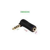 Derwell 3.5M 90 Derece Sağ Açılı Erkek Dişi Adaptör Dönüştürücü Mikrofon Jack Stereo L Tipi Kulaklık 4 Boğum