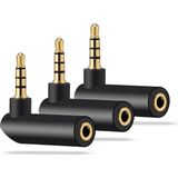 Derwell 3 Adet 3.5mm 3 Kutup 90 Derece Sağ Açı Stereo Erkek Dişi Adaptör Dönüştürücü Kulaklık Ses Mikrofon