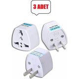 Derwell 3 Adet Ingiltere Abd Fiş Adaptörü 2 Pinli Amerikan Avrupa Seyahat Güç Adaptörü Dönüştürücü Priz - Beyaz