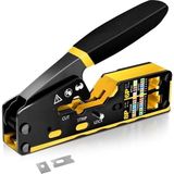 Derwell 3 In 1 Set Yeni Nesil Cat5/6/7/8 RJ45 8P8C Utp Sıkma Pensesi + 100 Adet Yeni Nesil Delikli Jak + RJ45/11 Test Cihazı Ethernet Internet Onarım Yapım Kiti Network Aksesuarı