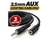 Derwell 3 Metre 3mt 3.5mm Erkek To Kadın Ses Kulaklık Uzatma Kablosu Telefon Tablet Ses Aux Adaptör Jak kablosu Dişi Erkek Kablo