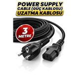 Derwell 3 Metre 3mt Pc Monitör Tv Monitör Bilgisayar Printer Power Şarj Kablosu 3m C13 Baskül Kantar Terazi Güç Kablosu