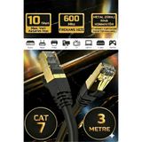 Derwell 3 Metre Yeni Nesil Cat7 Ultra Hızlı Ethernet Kablosu Yüksek Hızlı Gigabit Destekli İnternet Kablosu