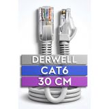 Derwell 30 Cm Cat6 Lan Fabrikasyon Internet Data Kablosu(Ethernet Modem RJ45 Uçlu Jacklı Network Adsl) Kablo