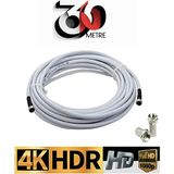 Derwell 30 Metre U6 Kablo Rg6/u6 Uydu Anten Kablosu Tak Kullan Full Hd 3D4K 1080 Uyumludur Hazır Çalıştır - Gri