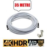 Derwell 35 Metre U6 Kablo Rg6/u6 Uydu Anten Kablosu Tak Kullan Full Hd 3D4K 1080 Uyumludur Hazır Çalıştır - Gri